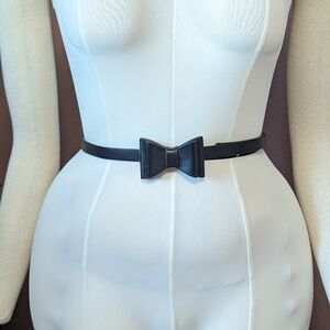 Black Tatyana Vegan Leather Pinup Bow Belt